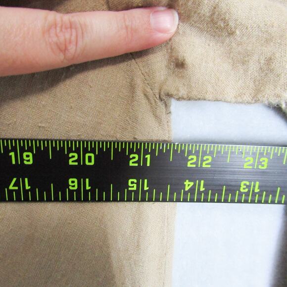 studio CLIP Dress Womens Medium Beige 100% Linen Long Sleeve Button Cuff Pockets - Picture 5 of 12